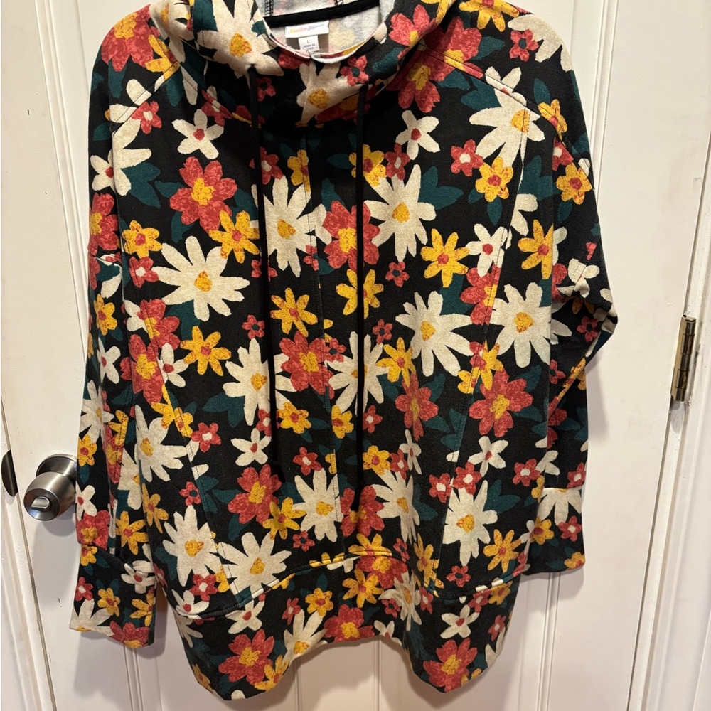 LuLaRoe Floral Hoodie Sweatshirt with Drawstring Hood